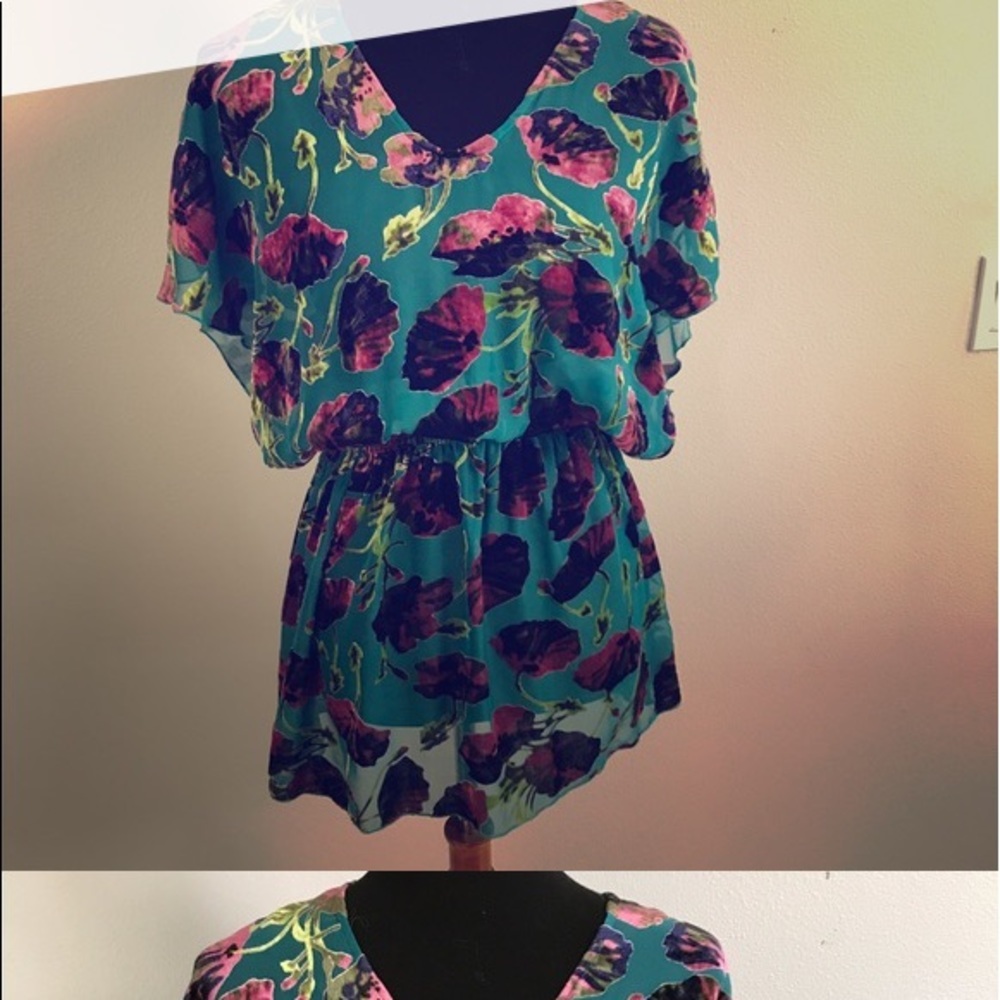 Betsey Johnson Mini Dress Velvet Floral Tunic - Picture 2 of 5